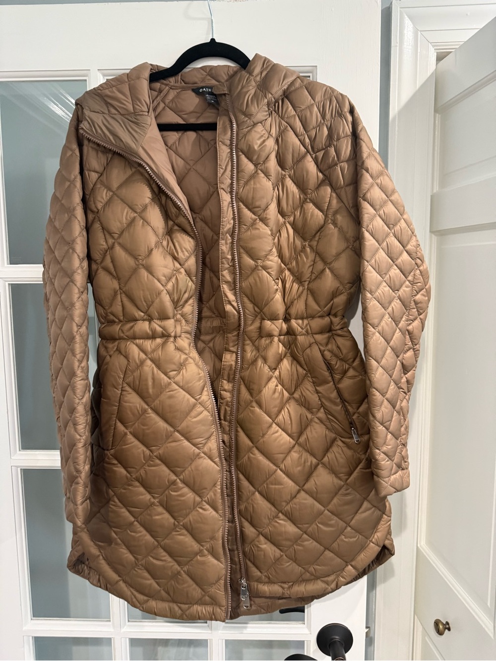 Athleta Whisper Featherless parka tan medium